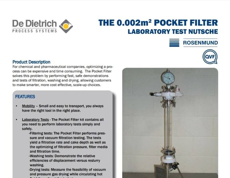 PocketFilter data sheet
