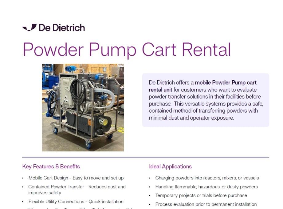 Powder Pump Cart Rental Data sheet image
