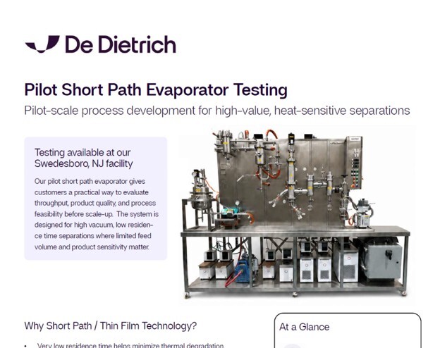 Short Path Evaporating Testing