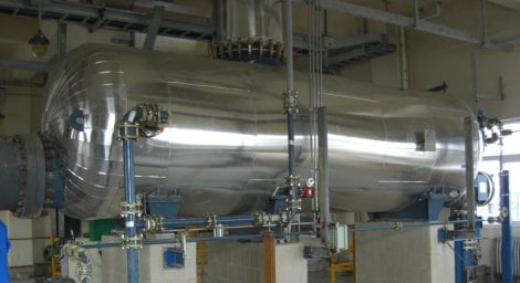 QVF® Horizontal boiler with a glass-lined shell and a Tantalum heater bundle